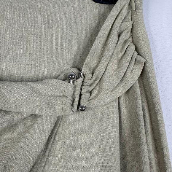 Stradivarius Green Linen Blend Asymmetrical Light Green Midi Skirt - Picture 5 of 9